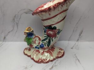 Vintage Cornucopia Vase Porcelain Hand Painte