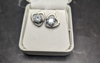 Heart Shaped Silver Plated Stud Earrings